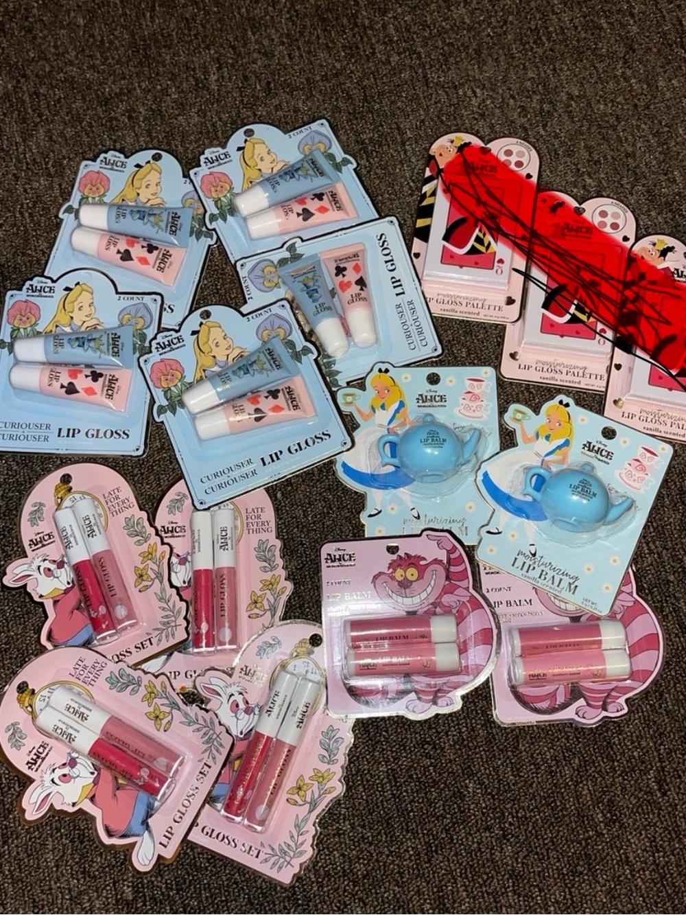 Alice in Wonderland Themed Lip Gloss & Balm lot